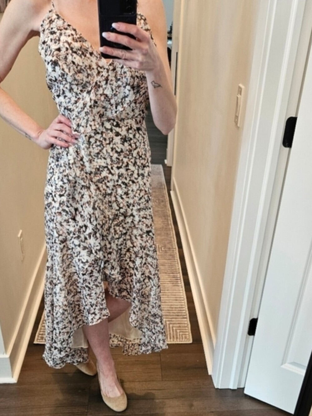 NWT Express Floral Hi/Lo Faux Wrap Dress - SIZE M